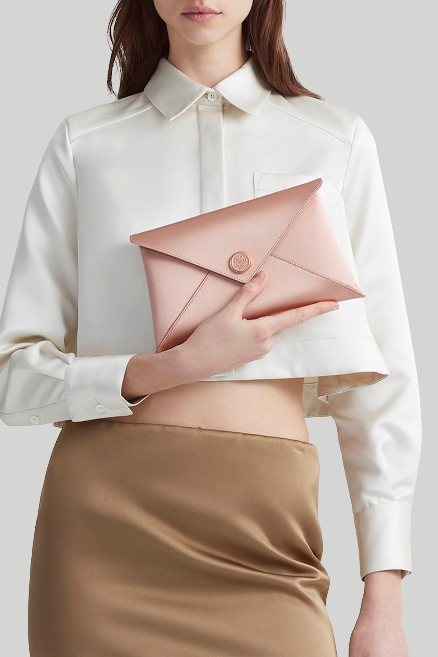 Altuzarra_'Medallion' Envelope Clutch Satin_Apple Blossom