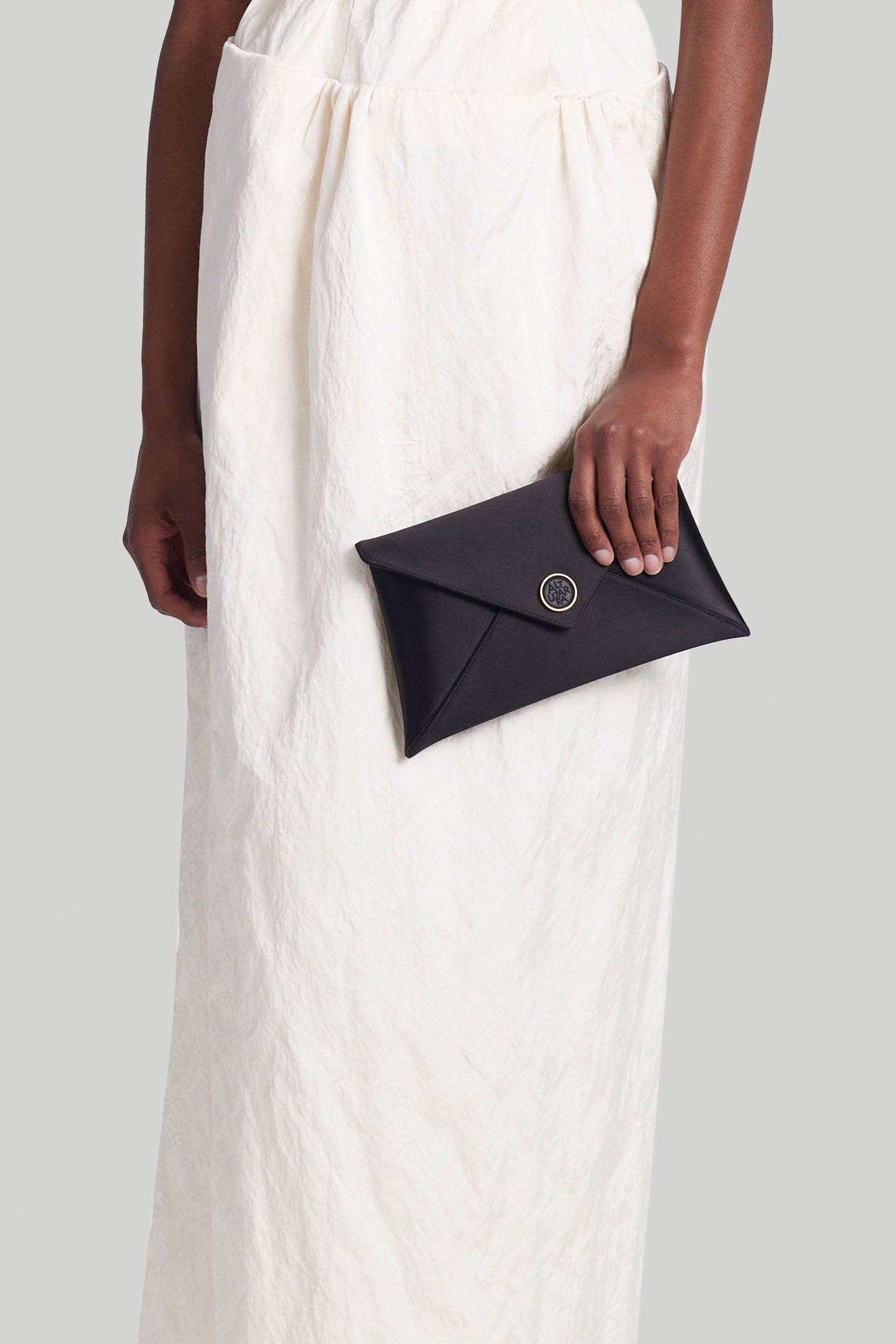 Altuzarra_'Medallion' Envelope Clutch Satin_Black