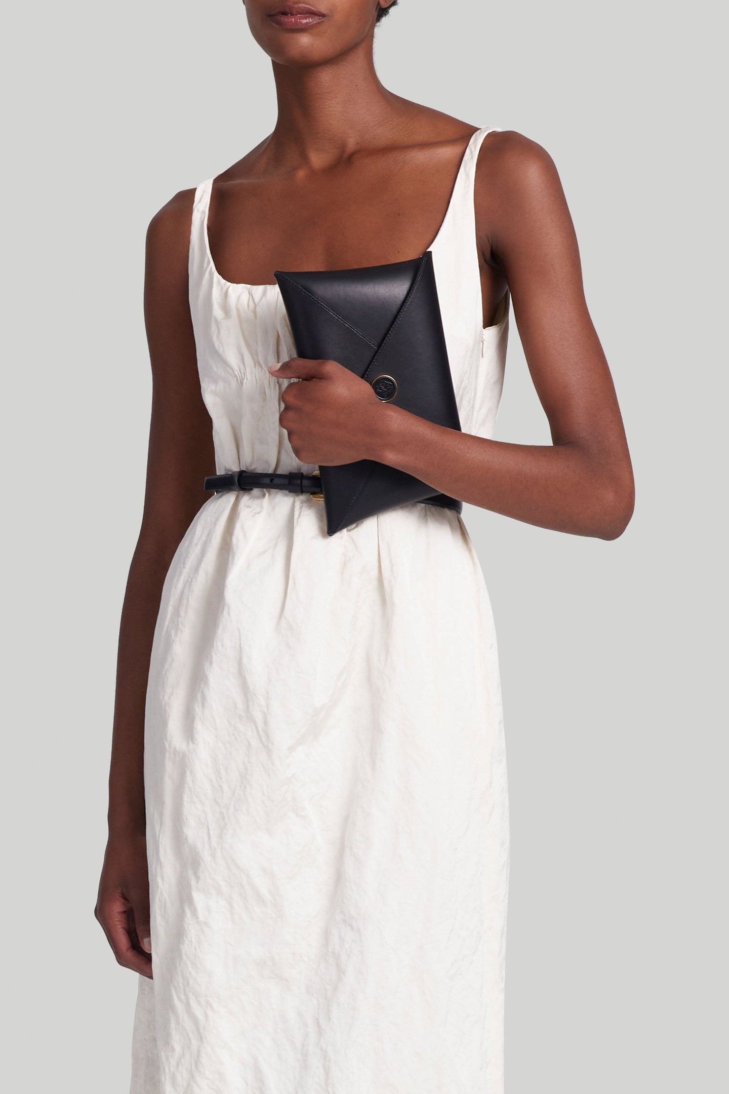 Altuzarra_'Medallion' Envelope Clutch_Black Leather