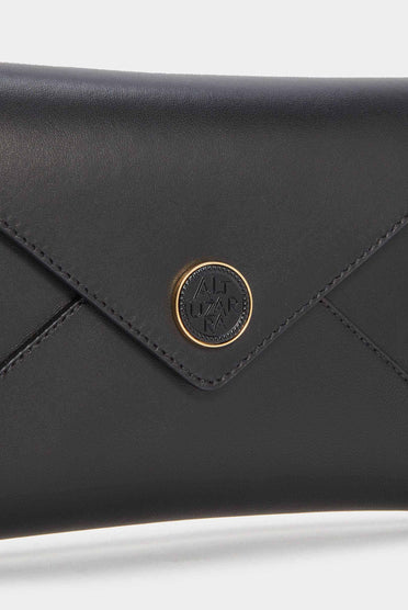 Altuzarra_'Medallion' Envelope Clutch_Black Leather
