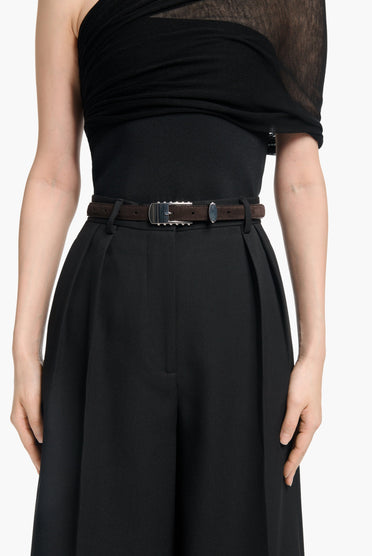 Elongated Studded Buckle Belt