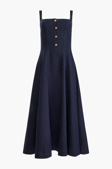 Altuzarra Women's Orrie Knotted Button Midi-Dress - Navy - Size 12 Altuzarra Women's Orrie Knotted Button Midi-Dress - Navy - Size 12